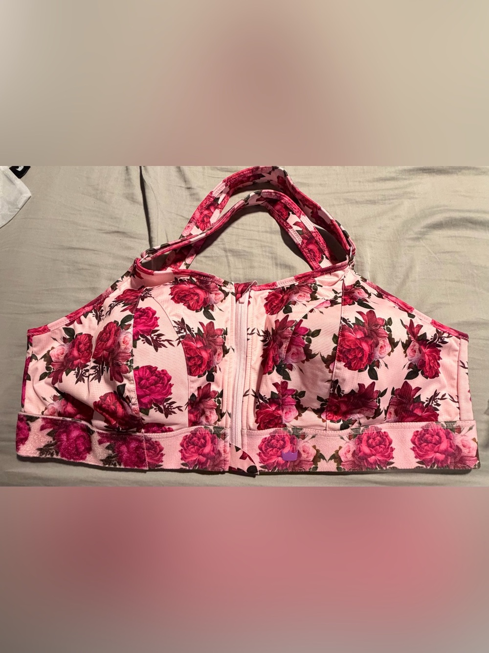 Shefit pink floral workout bra size 5luxe